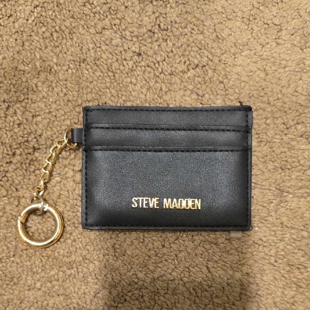 Steve Madden Black Card Holder with Gold Accent